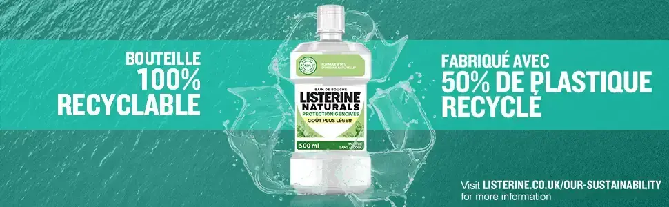 Listerine Menthe Goût Plus léger Naturals Protection gencives 500 ml