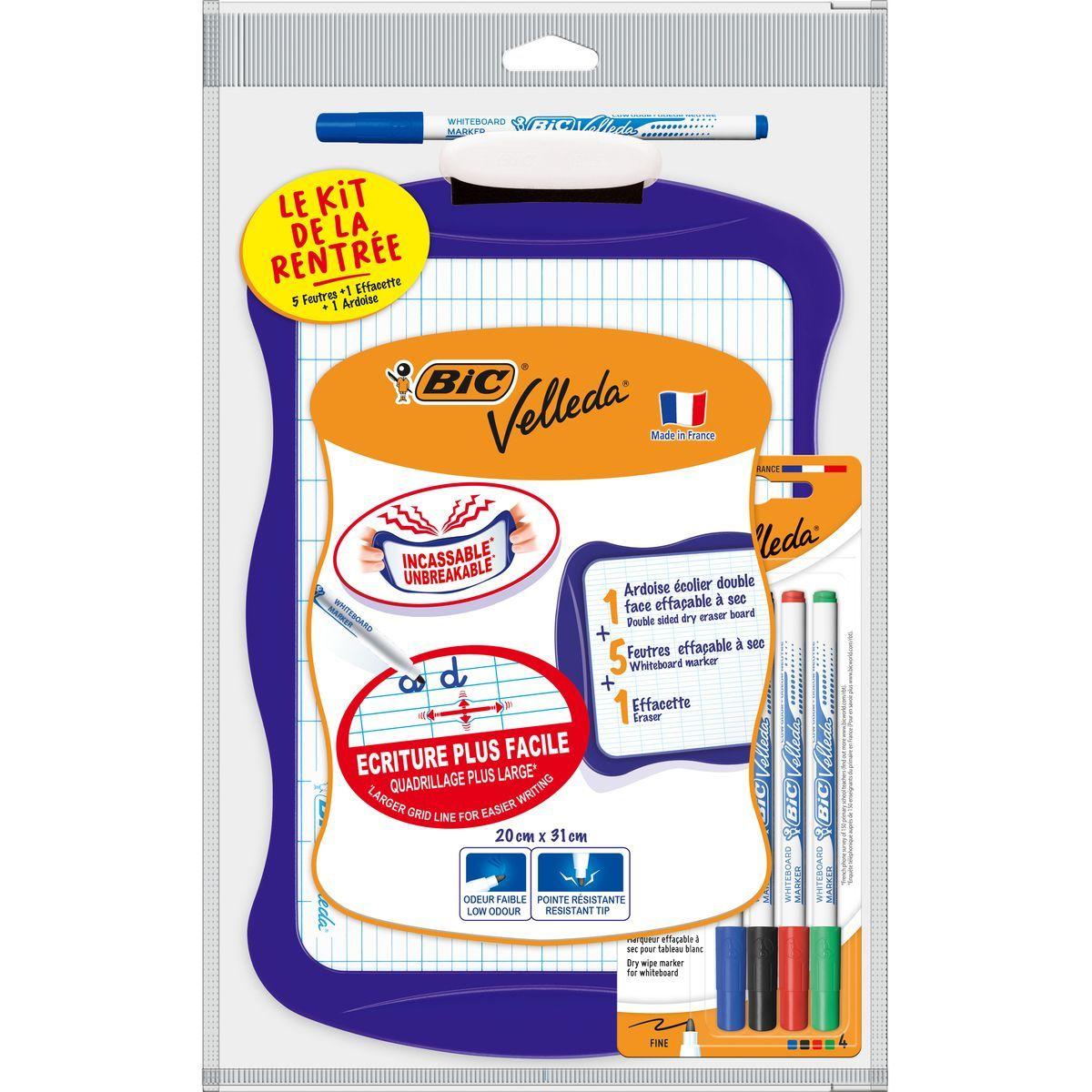 8x Pochette de feutres fins pour ardoise blanche ; Bic Velleda