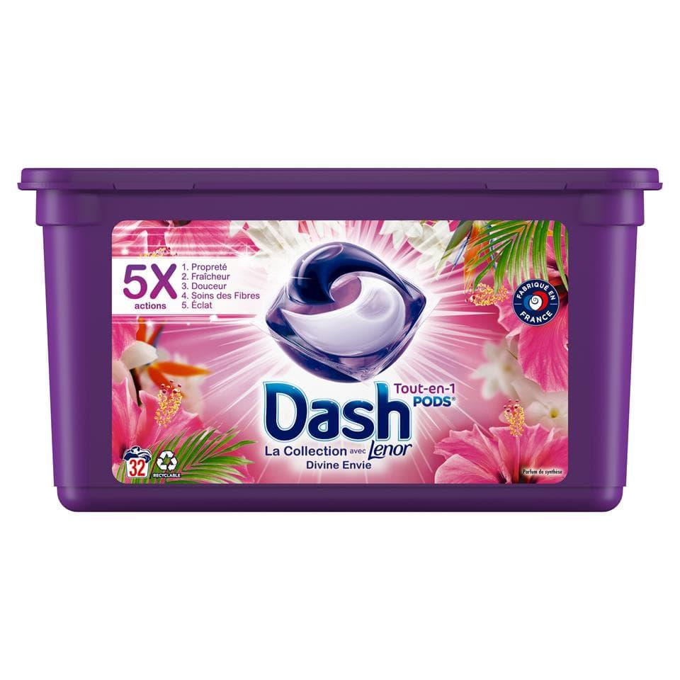 Dash tout -en-1pods caresse avec lenor - LESSIVE CAPSULES - AÉRIENNE - 40  lavages -(40x23,8g) 952g