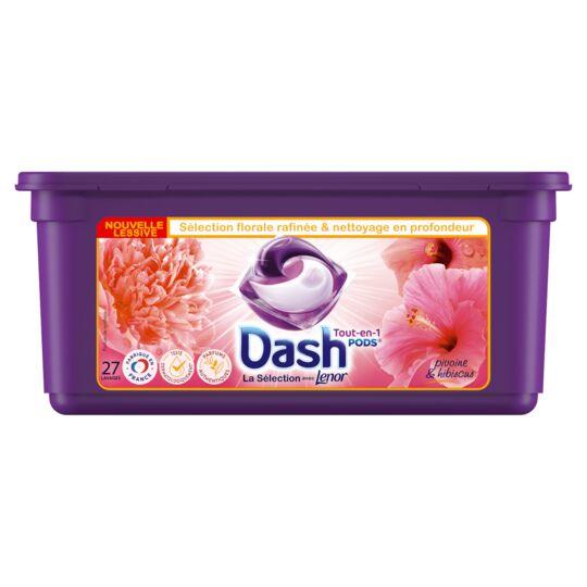 Dash tout en 1 Pods - PIVOINE & HIBISCUS - 27 capsules - 642,6 g -(27x23,8  g)