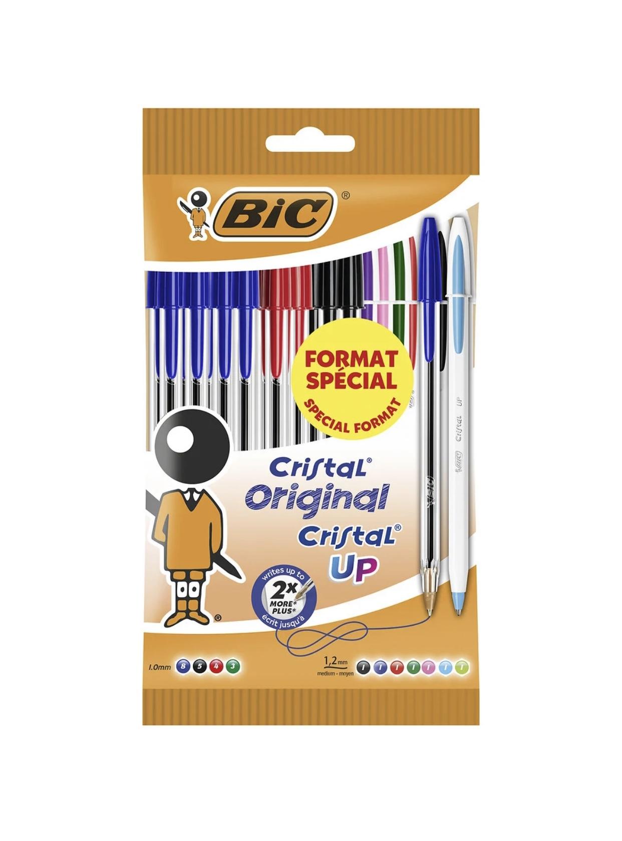 BIC Cristal UP - 20 Stylos à bille - bleu - pointe moyenne (1,2 mm)