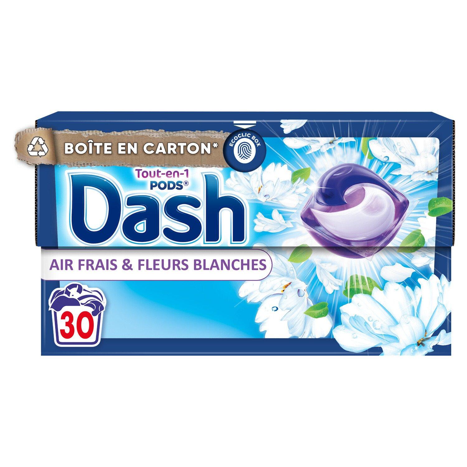 Dash Tout-en-1 Pods - Air frais & Fleurs blanches - 30 lavages - 582g